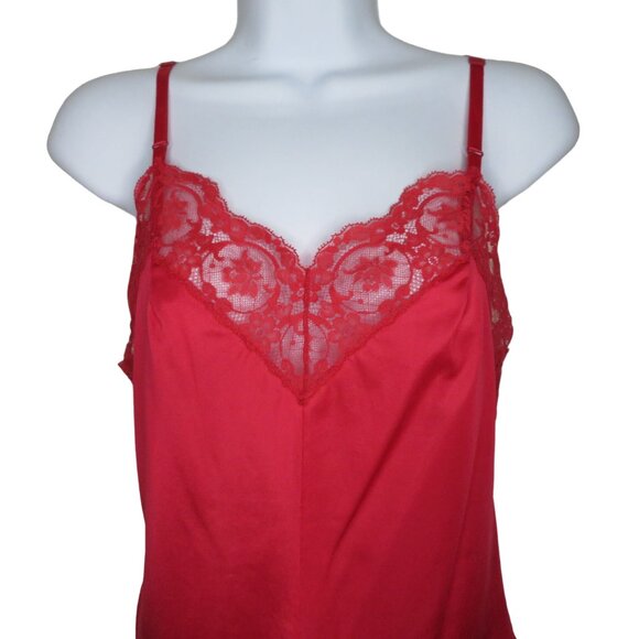 Vintage Olga Red Lace Trim Nylon Camisole Size Small 32 Made In USA - Picture 6 of 12